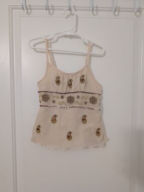 Mary-Kate and Ashley Girls XS 4/5 Y2K Embroidered Sequin Paisley Cami Top